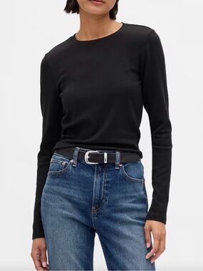 Gap modern women’s cropped LS tees 2 tops black and brown LP NWT